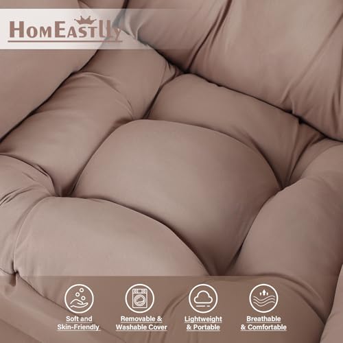 Lazy Chair, Comfy Reading Accent Chair for Bedroom, Khaki | Comfy Bedroom Accent Chair with Washable Removable Cover and extra throw pillowfor Living Room Dorm - color: Khaki-single
