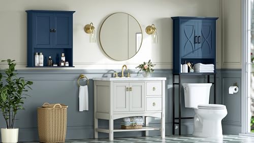 Over The Toilet Storage Cabinet, Wall Mounted Medicine Cabinet Bathroom Wall Cabinet with Build-in Spirit Level Cupboard Adjustable Shelves for Bathroom Laundry Room Kitchen, Ultramarine - color: Ultramarine