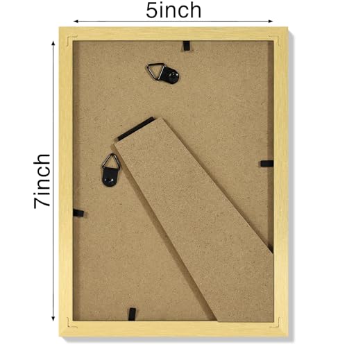 Vittanly 5x7 Picture Frames Set of 4, for Wall or Tabletop Display, Gold | Display Pictures 4x6 with Mat or 5x7 without Mat, Engineered Wood with Shatter Resistant Plexiglass, Small Photo Frames - color: Gold, size: 5x7