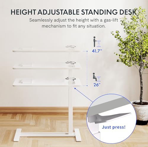 FLEXISPOT 32''Adjustable C Table Gas Spring Mobile Side End Table | Adjustable C table with Wheels, Bedside table for sofa and couch. Laptop Rolling Cart TV Tray, 31.5" W x 17.7" D,White - color: White, size: 32x18