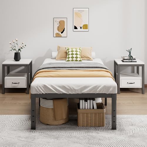 LUMUNANCE Metal Bed Frame Twin Size - 16 Inch Heavy-Duty Twin Platform Bed Frame No Box Spring Needed, Easy Assembly, Noise-Free, Sturdy Mattress Foundation, Underbed Storage Space - size: Twin, style: 16 Inch
