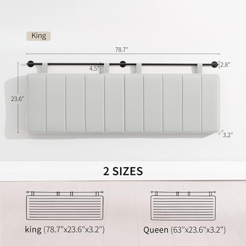 King Headboard Only, Wall Mounted Hanging Upholstered Bed Head Board | Modern Vertical Channel Design of Fine Linen, Elegant Light Yellow Fluted Headboard for Bedroom (Light Yellow, King Size ) - color: Linen/Light Yellow, size: King