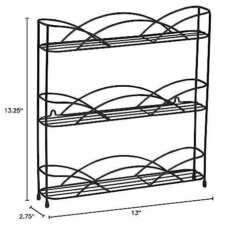 Spectrum Diversified 3-Tier Spice Rack Shelf Organizer for Kitchen Countertop, Pantry, Bathroom, or Closet with Optional Wall Mount, Black (Pack of 4) - size: 3-Tier (Pack of 4)