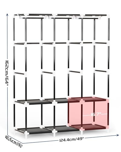 Mavivegue Portable Closet, 50 Inch Wardrobe Closet | Portable Closets for Hanging Clothes with 3 Hanging Rods and 6 Storage Shelves for Bedroom, Black - color: Black, size: 50" W x 17" D x 64" H