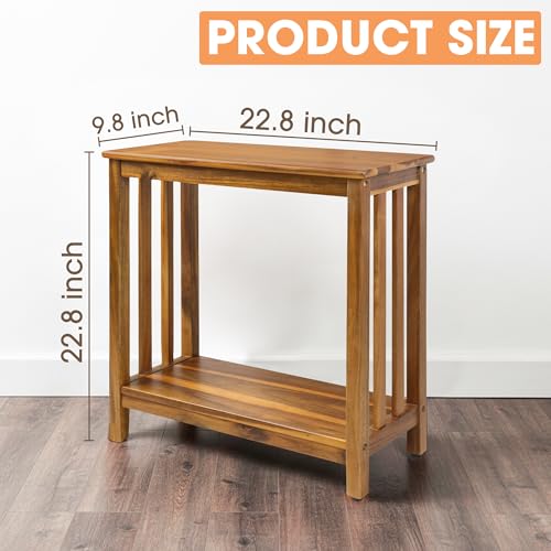 ENKEZI Narrow End Table with Shelf – Slim Side Table, Nightstand for Small Spaces, Bedroom, Living Room, Balcony or Outdoor Use (Minimalist II) - style: Minimalist II