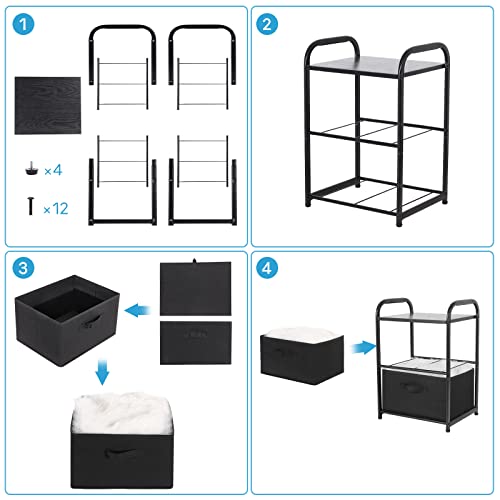 MAX Houser Dresser for Bedroom with 2 Drawers, Wide Chest of Drawers, Fabric Dresser, Storage Organizer Unit with Fabric Bins for Closet, Living Room, Hallway, Nursery,Black | Wide Chest of Drawers, Fabric Dresser, Storage Organizer Unit with Fabric Bins