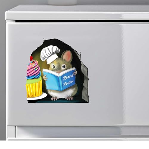 Adorable Pastry Mouse Reading Book Wall Sticker Decal – Kids Room, Classroom, Home Decor, Bookcase, Book Lover Gift, Children's Bedroom, Nursery, Cute Mouse, MICESTERPIECE - style: Pastry Mouse