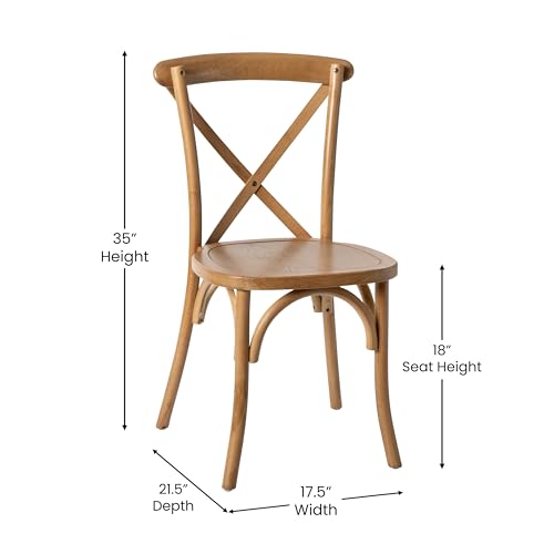 Merrick Lane Bardstown X-Back Bistro Style Wooden Dining Chair for Kitchens and Dining Rooms, High-Back Wood Stackable Kitchen Chair, Light Brown - color: Light Brown