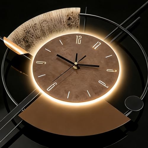 SIN&MI Wall Clock with Light,Decorative Wall Clocks with Pendulum,Silent Quality Quartz Clock Battery Operated,Large Clock for Living Room,Kitchen,Home,Bedroom Wall Decor,16.5 * 31.5 Inch - color: 2516led