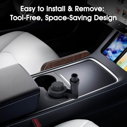 Car Desk for Laptop, 360° Swivel, Height Adjustable Wood-Grain Tray | Tool-free install, fits 2.8"-3.9" cup holders. Scratch-resistant wood-grain finish. For laptop work, dining, or passenger use