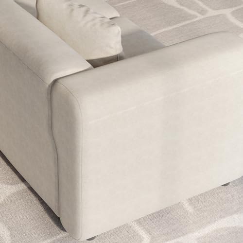 4 Seater Velvet Sectional Sofa, Modern Oversized Couch with 4 Pillows, 4 Seat Sofa Couch for Living Room, Apartment, Office, Small Space, Beige, 4 Seat (No Ottoman), 140.94" L - size: 4 Seat Sofa (No Ottoman)