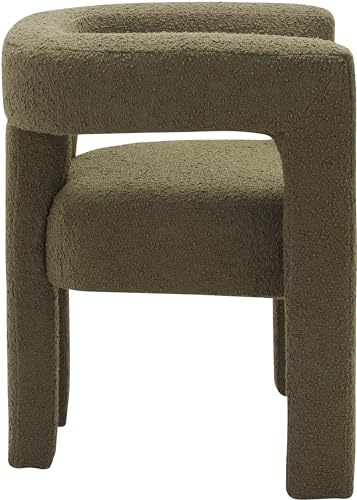 Meridian Furniture 864Olive-C Athena Collection Modern | Contemporary Boucle Fabric Upholstered Accent | Dining Chair, Olive, 25" W x 21" D x 27" H - color: Olive