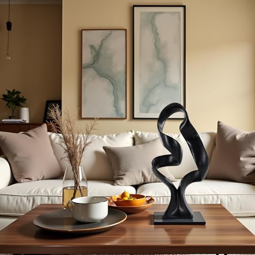 15" Modern Abstract Ribbon Decorative Sculpture, Knot Sculptures,Home Decor,Coffee Table Statues,Dining Living Room Desk Decor(Black) - color: 15" Black
