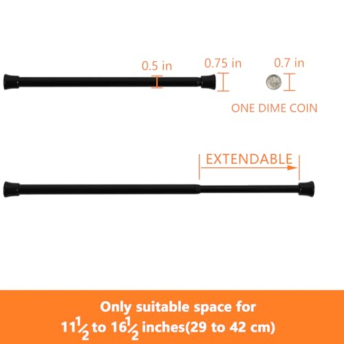 KXLife Small Spring Tension Curtain Rod 11.5 to 16.5 Inch, 6 Pack, Black | Adjustable Short Tension Rod, Tension Mounted No Drill, Fit for Window, Doors, RV - color: Black-6 Pcs, size: 11.5-16.5 Inch