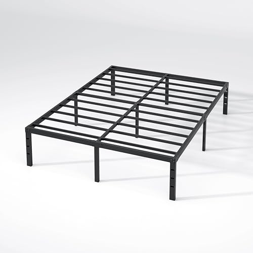 NEW JETO Metal Bed Frame,King Size Bed Frame with Storage Space,18 Inch | Heavy Duty Sturdy Mattress Foundation,Easy Assembly,No Box Spring Needed, Black - size: King, style: 18 Inch