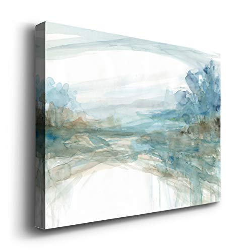 Renditions Gallery Canvas Nature Wall Art Home Paintings & Prints Blue Fantasy Lake Glam Modern Romantic Abstract Decorations Artwork for Bedroom Dining Room Office Kitchen - 8"x12" LT10 - color: Lake Drip, size: 12"L x 8"W