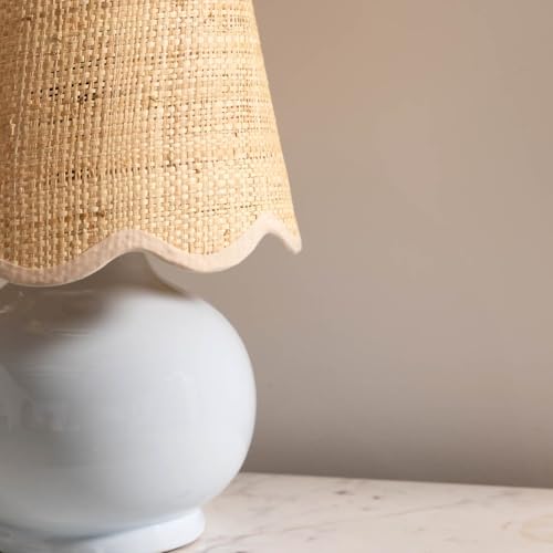 Benton Ceramic Table Lamp with Fabric Shade – 13" Bedside Accent Lamp for Bedroom, Living Room & Nightstand (Grey) - color: Gray
