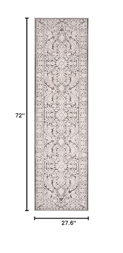 SAFAVIEH Reflection Collection Runner Rug - 2'3" x 6', Dark Grey & Cream, Non-Shedding & Easy Cleaning, Ideal for Living Room, Bedroom (RFT665B) - color: Dark Grey/Cream, size: 2'3" x 6' (Runner)