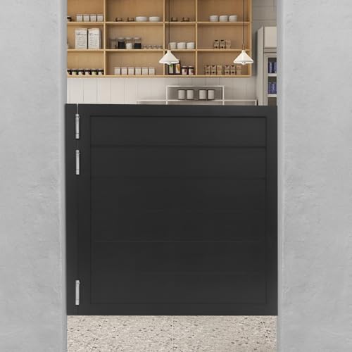 Room Divider Door White | Black Space Saving Sliding Partition Door for Doorways | Farmhouse Style Half Door w/Pull Rope | No-Drill Interior Door for Home Office & Studio (Black, 35.4x35.4in) - color: Black, size: 35.4x35.4in