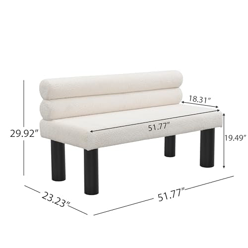 Christopher Knight Home Wally Boucle Upholstered Dining Bench, Modern Large Dining Room Chair, Entryway Ottoman Bench, Bedroom End of Bed Seating, Armless Desing and Wooden Frame, Milky White+Black - color: Milky White+black