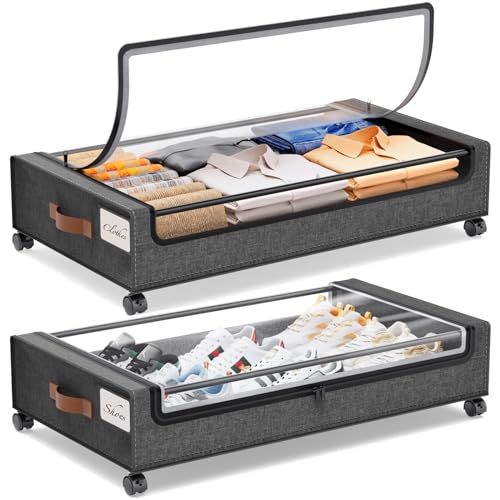 Yecaye 4 Pack Under Bed Storage with Wheels