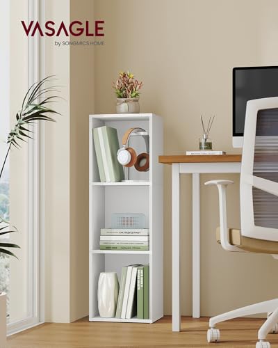 VASAGLE CUSTOS Collection - Bookshelf, 3-Tier Bookcase, Book Shelf, Open Storage Shelf, 9.4 x 11.8 x 37.3 Inches, for Living Room, Home Office, Dining Room, Cloud White ULBC433W01 - color: Cloud White, size: 3 Tiers (11.8"W)