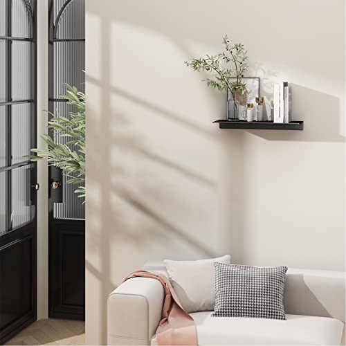 12 inch Metal Wall Shelf, Black Floating Shelf, Small Bathroom Shelf, Display Shelves for Wall Storage - color: Black, size: 12 in