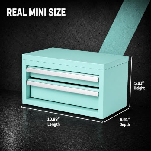 Mini 2-Drawer Steel Tool Box Teal Color - color: Teal, size: 2 Drawer