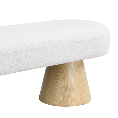 64" Upholstered Dining Bench Boucle Ottoman, End of Bed Entryway Benches, Modern Dining Bench Shoe Stool for Indoor Bedroom Living Dining Room 300 LBS Weight Capacity (64" Beige) - color: 64" Beige
