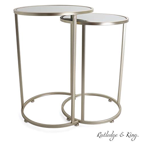 Nested Metal Side Tables - Set of 2 for Living Room & Bedroom (Gold) - color: Odessa - Gold
