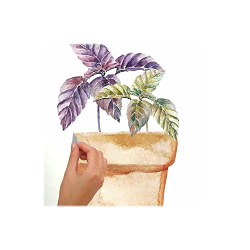 RoomMates Watercolor Potted Herbs Peel and Stick Wall Decals, Vinyl, Made in USA - style: potted herbs