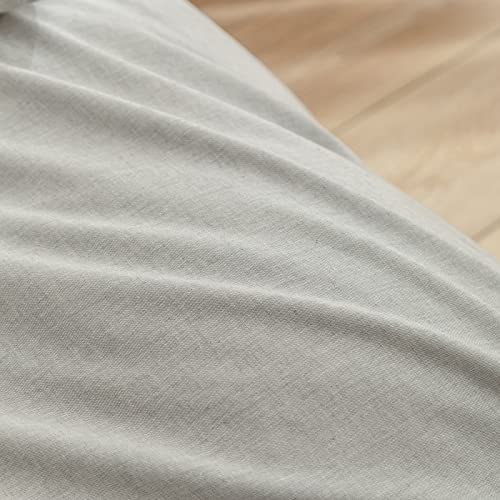 BESTOUCH Cotton Solid Duvet Cover Set Linen Feel Light Grey Super Queen | 100% Washed Cotton, Soft Wrinkle Texture, Hidden Zipper, 8 Ties, Breathable Lightweight Durable Comfy, 3 Pcs No Insert - color: Light Grey (No Comforter), size: Super Queen (98" X 9
