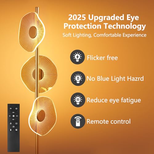 NUÜR Modern Floor Lamp, Dimmable Standing Lamp with Remote Control, Stepless Adjustable Colours & Brightness, Industrial Lighting for Living Room, Bedroom, Office