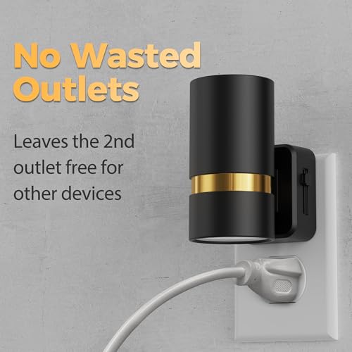 LED Night Light, 2 Pack, Dimmable Night Light Plug in | Black Cylinder Wall Sconce, Slide Brightness Adjustable with Dusk to Dawn Sensor, 3000K Warm White for Bedroom