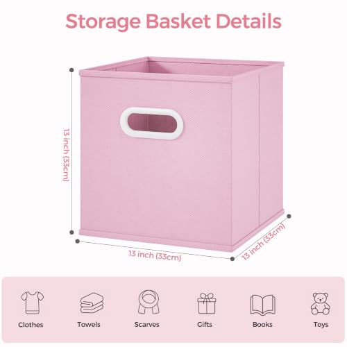 Stero Fabric Storage Cubes Bins, 13 inch Fun Colored Foldable Storage Baskets with Dual Plastic Handle for Home, Kids Room, Closet and Toys Organization, Multi Colored, Set of 6 - size: 13 IN