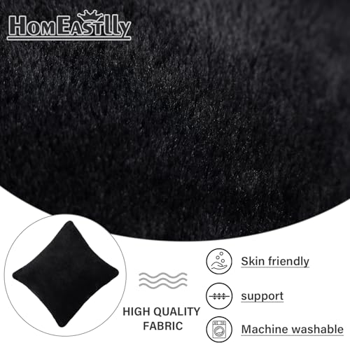 Lazy Chair with Ottoman, Plush Reading Chair with Pillow,Black | Removable machine-washable cover; includes an extra throw pillow; cozy accent chair for living room, bedroom, dorm or office - color: Plush Black-1