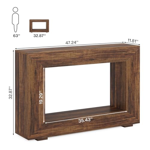 Tribesigns Farmhouse Console Table, 47 Inches Entryway Console Table with Storage, Industrial Hallway Accent Table for Living Room, Entrance - color: Rustic Brown