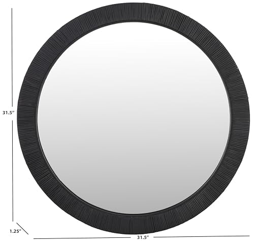SAFAVIEH Home Collection Nellie Black 32-inch Round Decorative Accent Wall Mirror