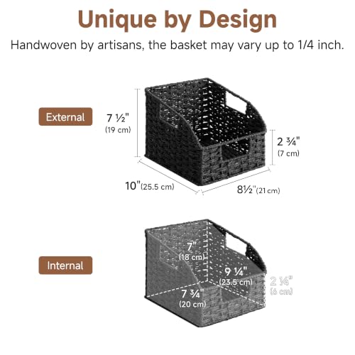 StorageWorks Pantry Organizers and Storage, Black Wicker Baskets, 2-Pack | Paper Rope Wicker Baskets with Handles, Handwoven Pantry Baskets for Shelves,Wicker Storage Baskets for Shelves,Black Baskets - color: Black(Paper Rope), size: 2x 8½"L x 10"W x 7½"