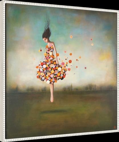 Amanti Art Framed Canvas Wall Art 30x30 Boundlessness in Bloom by Duy Huynh, Framed Wall Art Canvas, Abstract Artwork, Traditional Decor, Large Poster Painting for Living Room, Bedroom, Bathroom, - color: Sylvie Beaded White, size: 30"L x 30"W