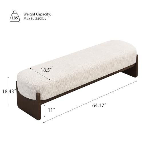 Elegant Upholstered Loop Yarn Ottoman, Beige End of Bed Entryway Benches, Corner Dining Bench Shoe Stool for Indoor Bedroom Living Dining Room (Beige) - color: Beige