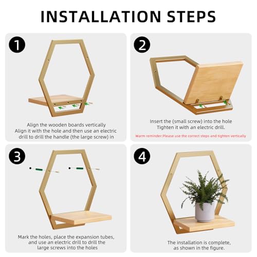 3 Pack Solid Wood & Heavy Duty Metal Wall Plant Stands, 25 LB Load Boho Arch Hanging Planter,9 inch Natural Wood Shelf for Indoor Plants Golden - color: golden