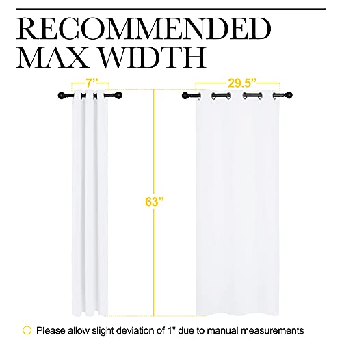 NICETOWN White 100% Blackout Lined Curtain, 2 Thick Layers Completely Blackout Window Treatment Thermal Insulated Drape for Kitchen/Bedroom (1 PC, 37 inches Width x 63 inches Length Each Panel) - color: Pure White, size: 37"W x 63"L (Pack of 1)