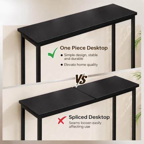 Narrow Entryway Console Table & Sofa Side Table - IndustrialHallway Table for Small Spaces, Behind Couch Table, Multi-Functional Living Room Bedroom Office,Black, 29.5" x 9.4" x 29.5" - color: Black