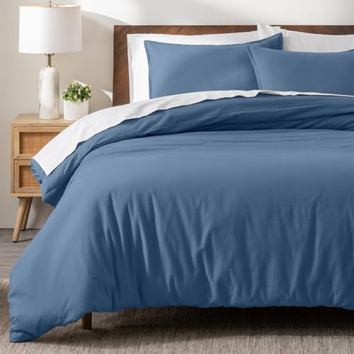 Bare Home Flannel Duvet Cover Set (Twin/Twin XL, Coronet Blue) | 100% Cotton, Velvety Soft, Heavyweight, Premium Flannel, Double Brushed, Includes Sham Pillow Cover - color: 08 - Coronet Blue (No Comforter), size: Twin/Twin XL