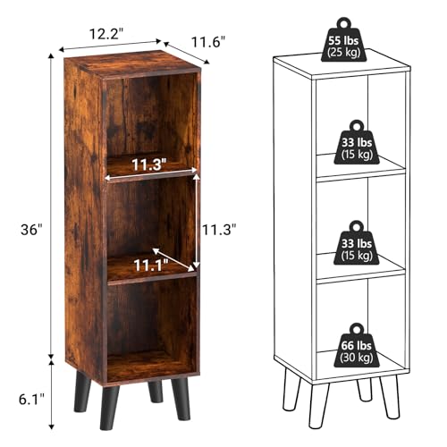 3 Cube Storage Organizer with Legs, 3 Tier Cube Low Bookcase Freestanding Storage Display Organizer for Home Office, Three-Cubes Open Shelf Short Bookshelf (Retro Brown, 3 Cube) - color: Retro Brown, size: 3 Cube
