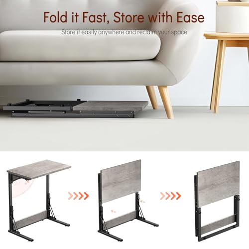 Tatub 24" TV Tray Table Set of 4, Folding C Shaped End Table, Small Sofa Side Laptop Desk for Living Room, Bedroom, Ivory White - color: Ivory White, style: 4PK