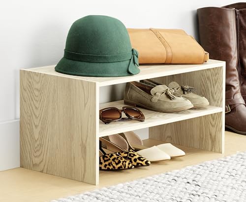 Whitmor Stackable 31" Extra Wide 2-Shelf Storage Organizer, Light Brown,2 Pack - color: Light Brown, size: 31 INCH X2