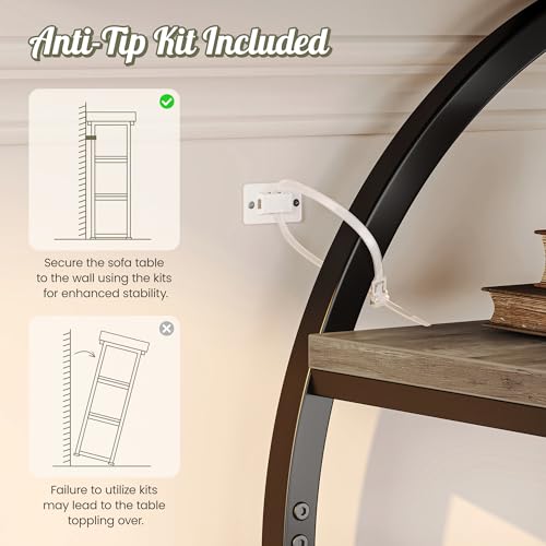 Huuger 41.3 Inch Entryway Table, Console Table with Shelves, Sofa Table | Modern Entrance Table, Console Tables for Entryway, Hallway, Entrance, Foyer, Living Room, O-Shaped Accent Table, Grey - color: Grey, size: 11.8"D x 41.3"W x 31.5"H