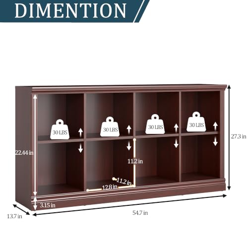 blini 8-Cube Storage Organizer,Mahogany Wooden Bookshelf with Open Shelf, Modern Bookcase for Bedroom, Living Room, Office & Entryway - color: Mahogany, size: 8-Cube
